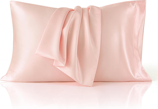Bedsure Satin Pillowcase 2 Pack Similar to Silk Pillow Cases Standard Size, Pillow Case for Sleeping Women with Envelope Closure, Gifts for Women Men, Coral, 20x26 Inches, 2pcs