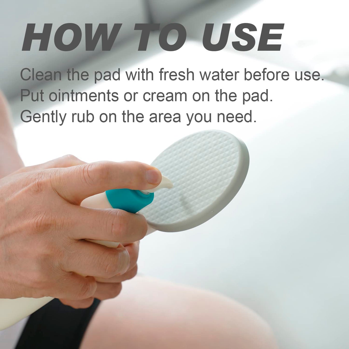 Lotion Applicator for Back - 3in1 Foldable, Cream, Sunscreen, Ointment Applicator, 19" Long Handle, Body Massage Tool - 1 Body Brush Pad, 1 Lotion Pad Included