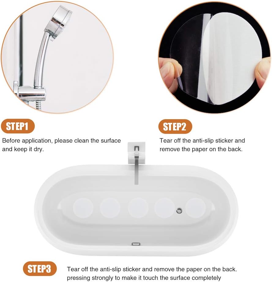 Bathtub Stickers Non-Slip, 12PCS Safety Shower Treads Adhesive Appliques with Premium Scraper (White)