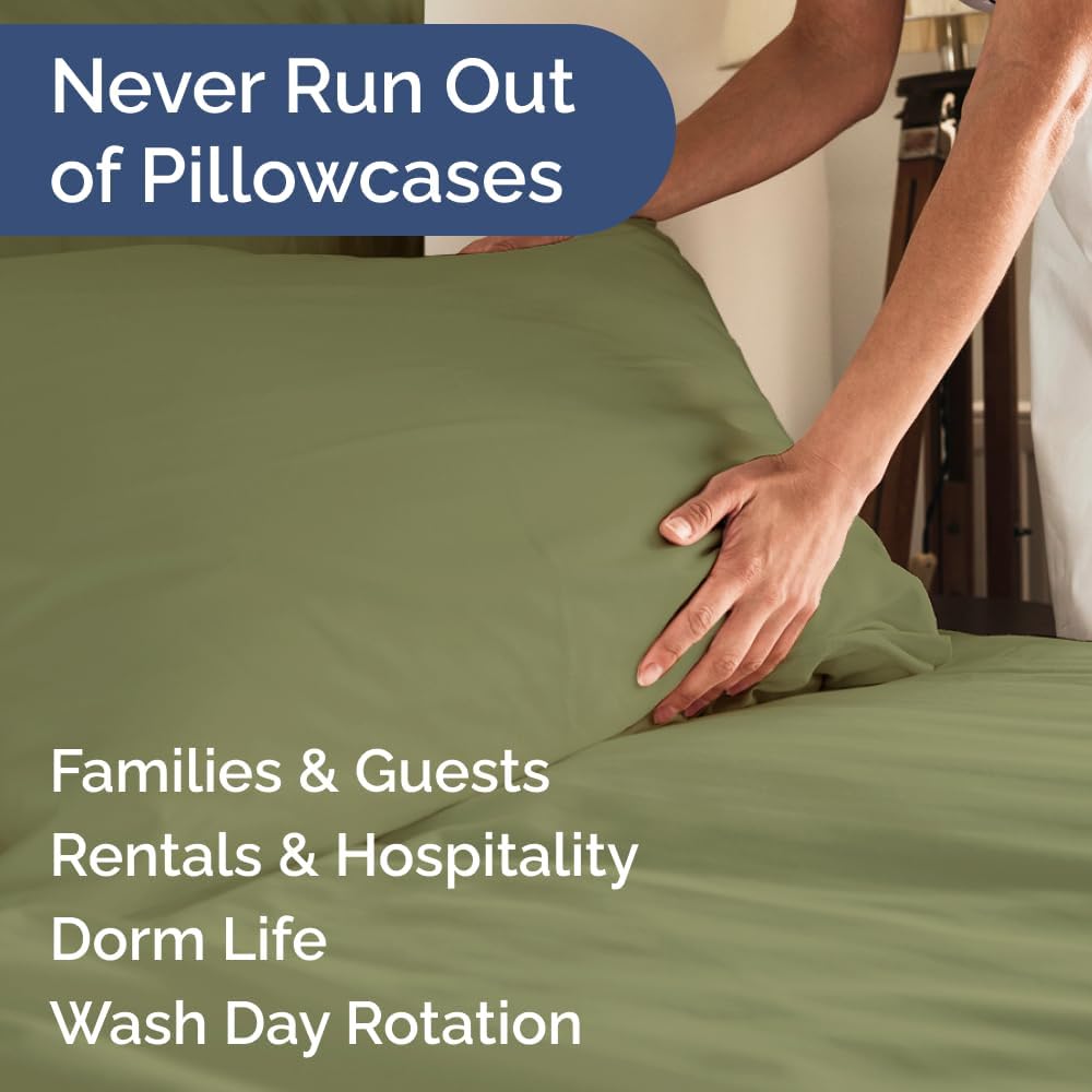 Standard Pillow Cases Set of 8 - Ultra Soft Hotel Quality Pillowcase Covers - Comfy & Wrinkle Free - Shrink, Stain and Fade Resistant - Machine Washable Pillow Protectors - 8 Piece Set - Sage Green
