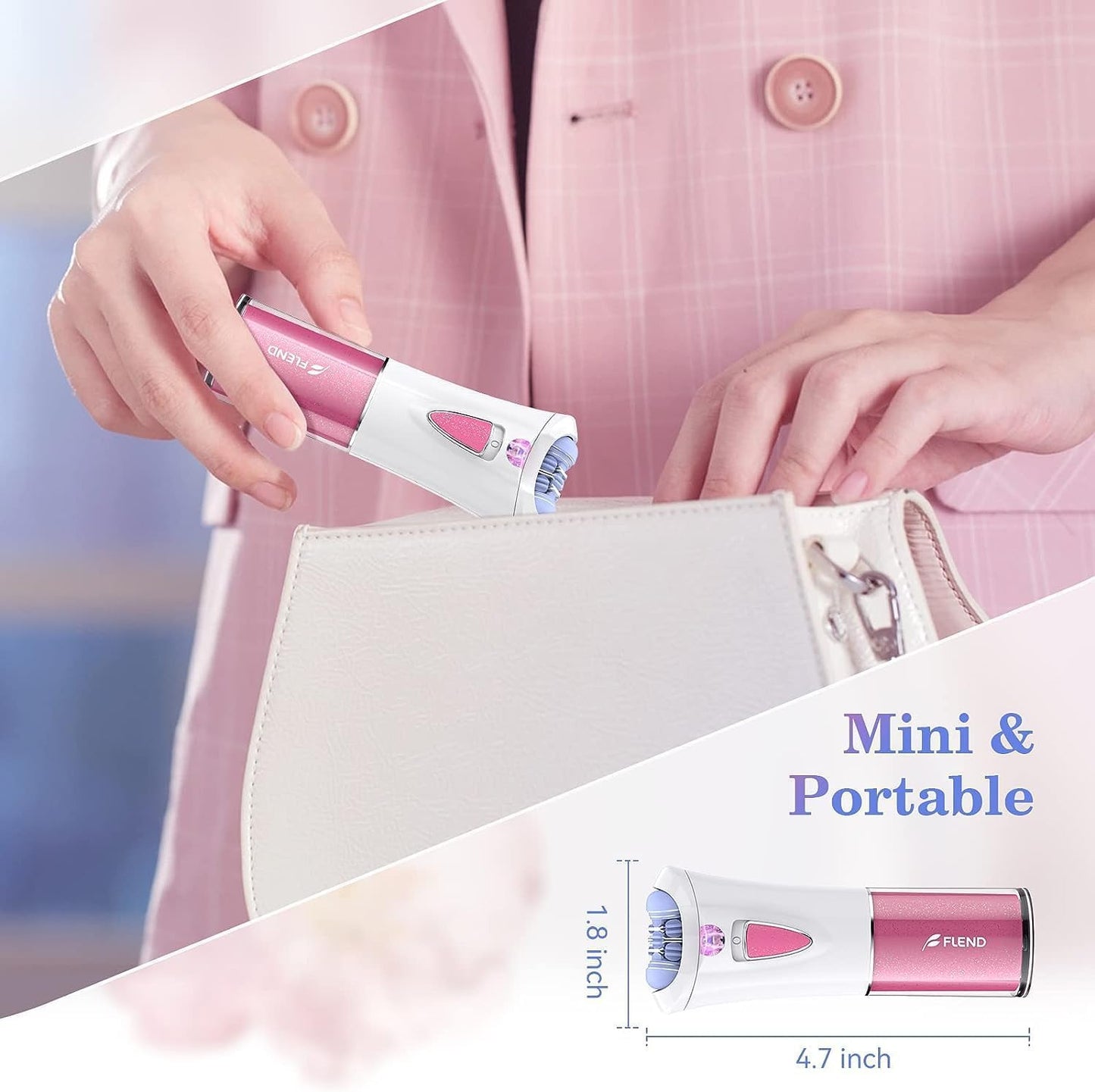 Mini Epilator, Facial Hair Remover for Women, Full Body Smooth Glide Epilator, Portable Electric Lady Shaver for Face, Armpits, Arms, Bikini, and Legs, with 9-Tweezers with LED for Precision