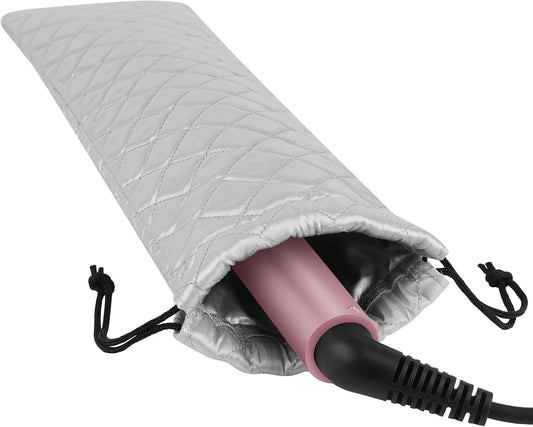 AMIJEAL Heat Resistant Hair Tools Organizer Bag Portable Travel Drawstring Storage Cover Pouch for Hair Straightening Irons, Curling Irons, Flat Irons and Hot Styling Tools(16" x 4.3")