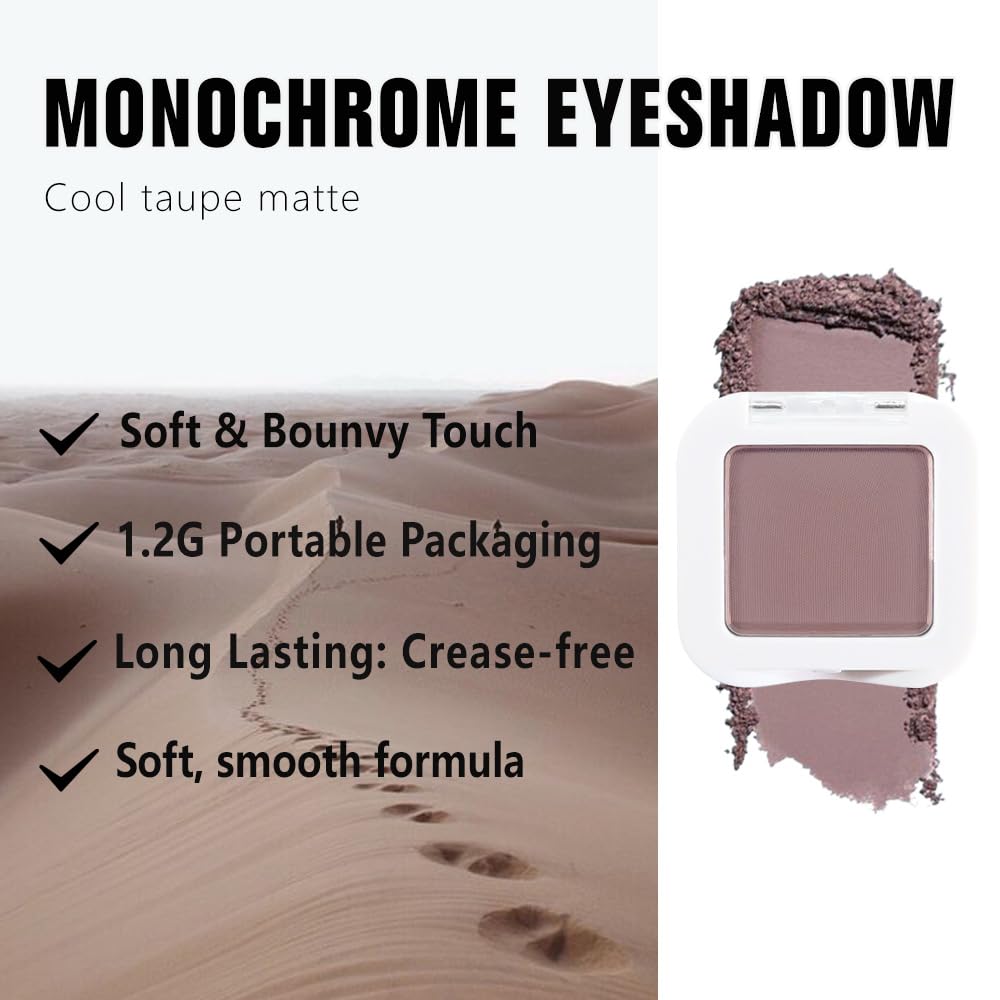 evpct Mauve Taupe Matte Single Eye Shadow Palette Makeup for Older Women, Plum Lavender Purple Natural Cream Eyeshadow Palette for Green Eyes, High Pigment Mini Monochrome Eyeshadow Sombra Para Ojos