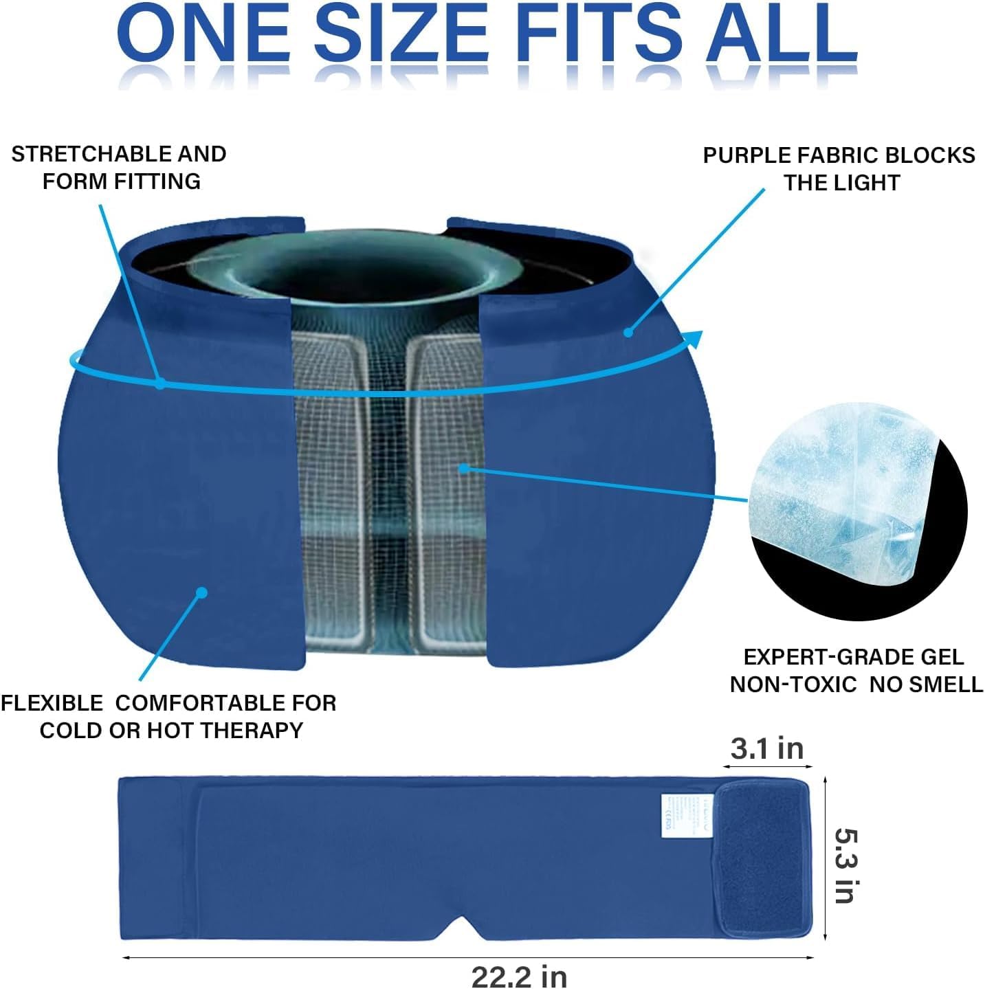 iTHERAU Migraine Relief Cap，Migraine Ice Head Wrap，Headache Ice Hat，Cold Therapy Headache Relief Cap for Migraine Eyes Mask Dark Blue Headache Ice Pack Stress Relief