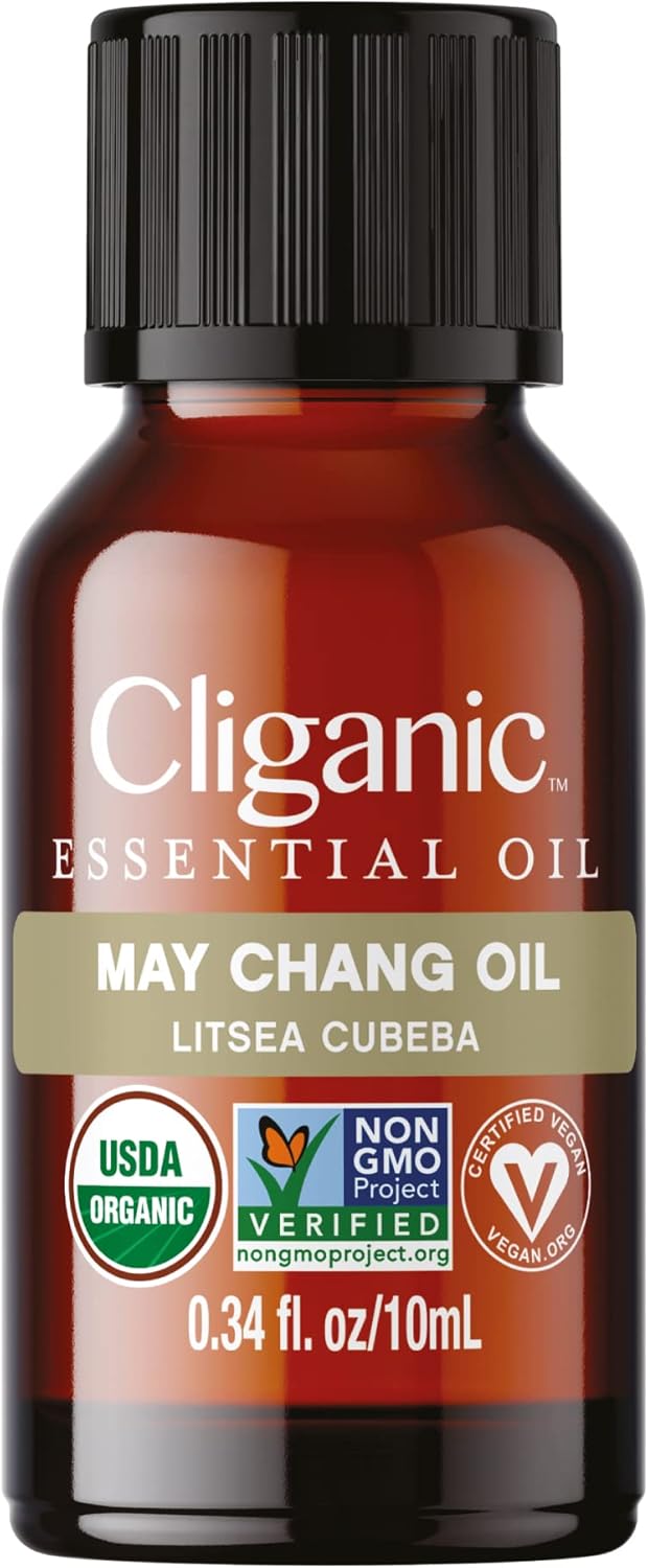 Cliganic May Chang Essential Oil, 100% Pure Natural for Aromatherapy | Non-GMO Verified
