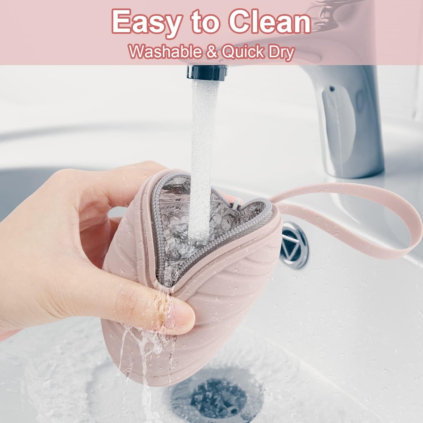 Desing Wish Menstrual Cups Case Storage Bag Travel Period Cup Carrying Pouch Washable Leak-proof Silicone Bag for Menstrual Cup, Tampons, Keys and Other Small Items (Pink)