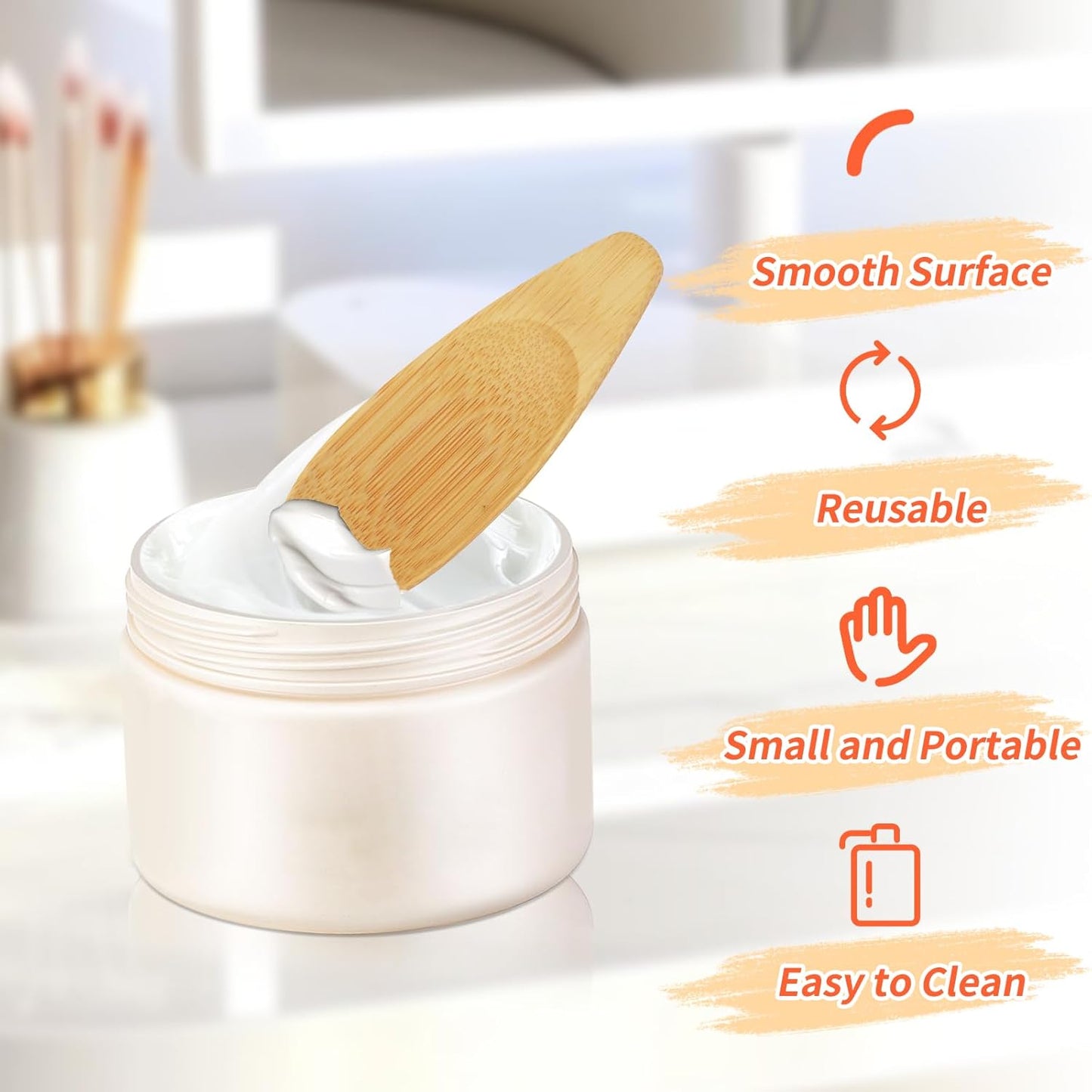 4PCS Deodorant Cream Applicators, Bamboo Multi-functional Applicator for Deodorant Cream, Facial Mud, Cosmetic Mask, Facial Clay