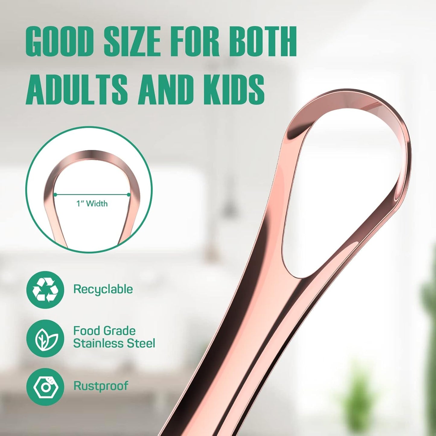 RONAVO Tongue Scraper for Kids, Children, Adult, Stainless Steel Tongue Cleaner Reduce Bad Breath, with Handy Case, 2 Colors