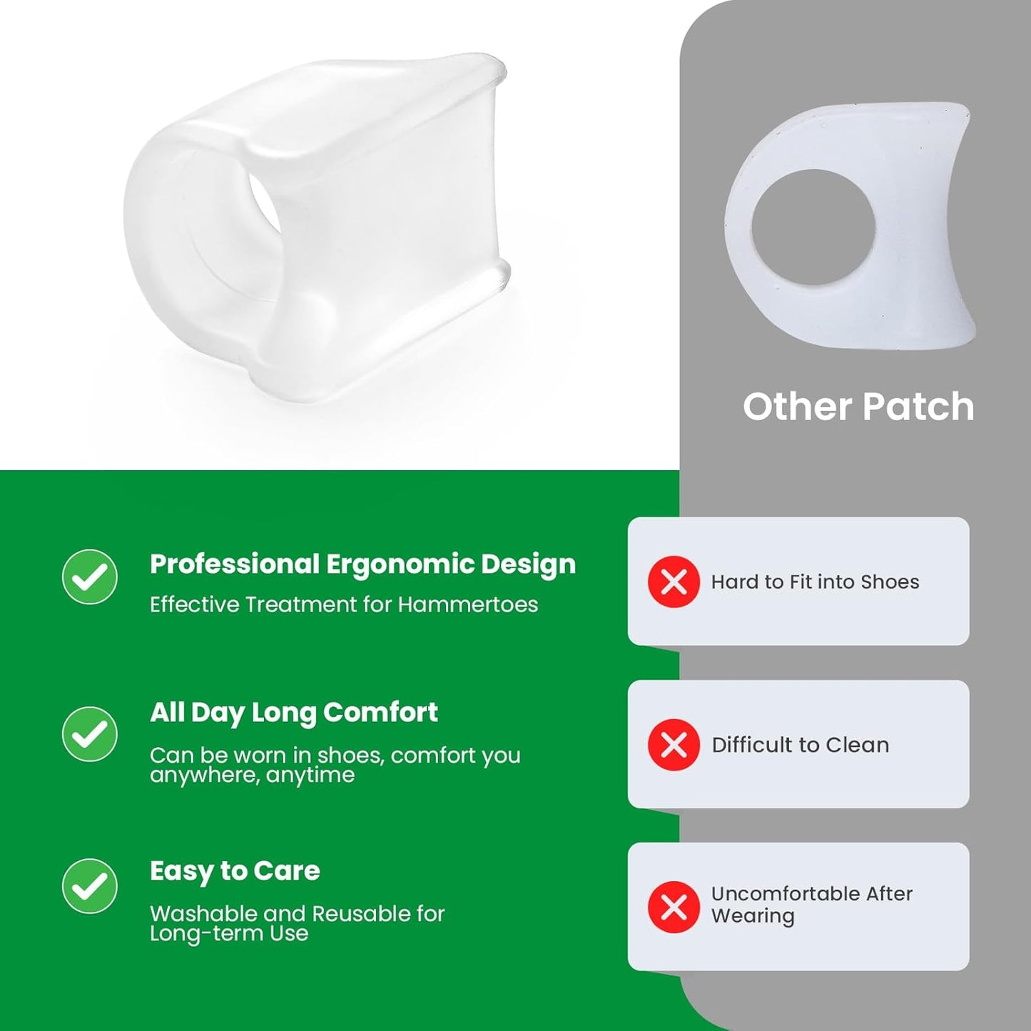 Bukihome Hammertoe Corrector - 6 Pack Toe Straightener to Curled Toes, Broken toe, Bunion Corrector for Women and Men, Small Size (Clear)