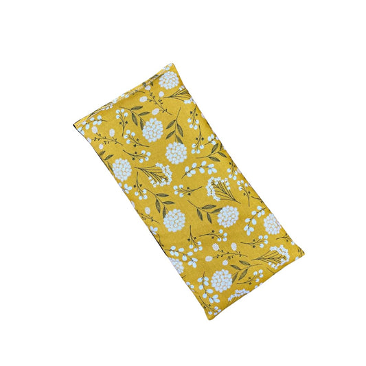 Large Microwave Heating Pad with Flax Seed, Scented or Unscented, Good For Back Pain or Cramps, Moist Heat Therapy or Ice Pack, Microwavable Bean Bag, 6" x 12" (Mustard Floral, Lavender & Peppermint)