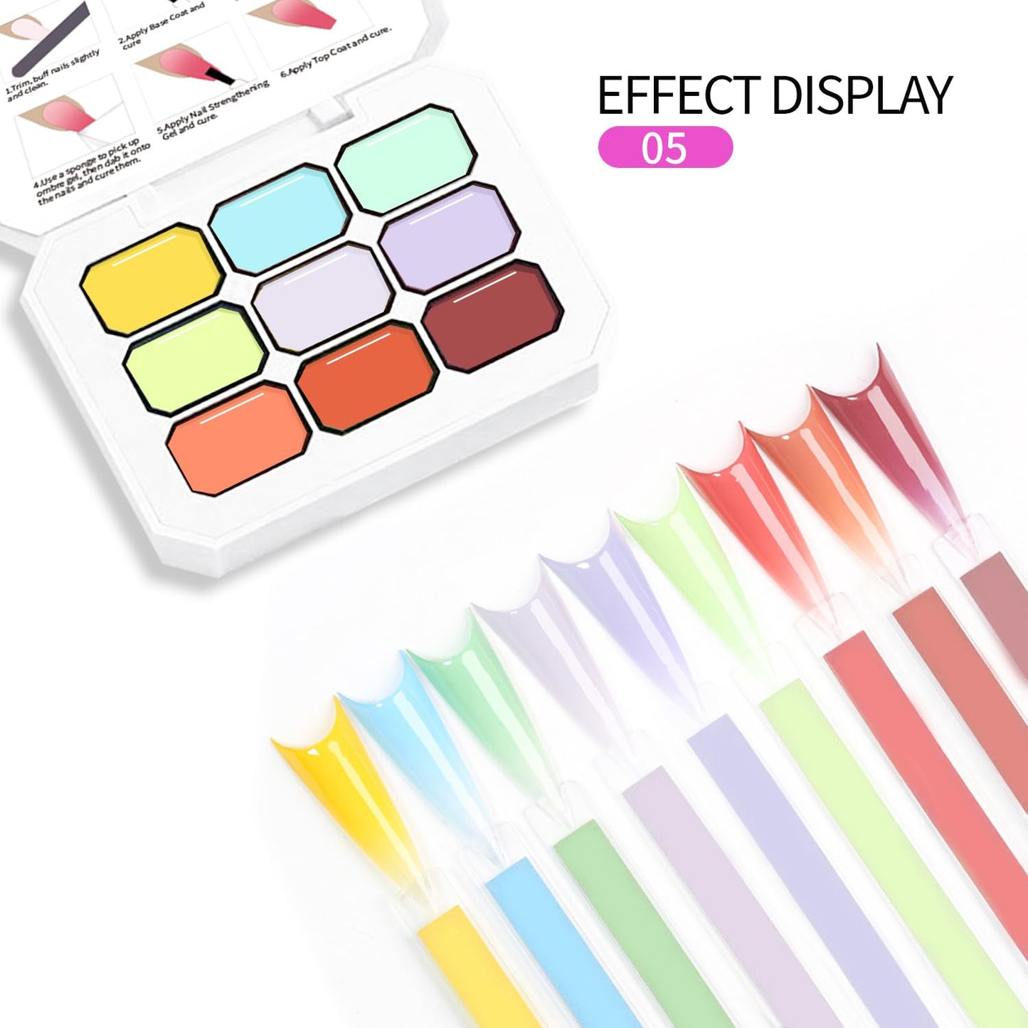 Gentle Color Gradient Painting Gel 9 Colors Ombre Gel Paired With 100PCS Nail Sponges & Grabbing Pen, Soft And Easy To Shoot, Even Beginners DIY Nail Can Handle Ombre Gel Nail Polish Ombre (5)