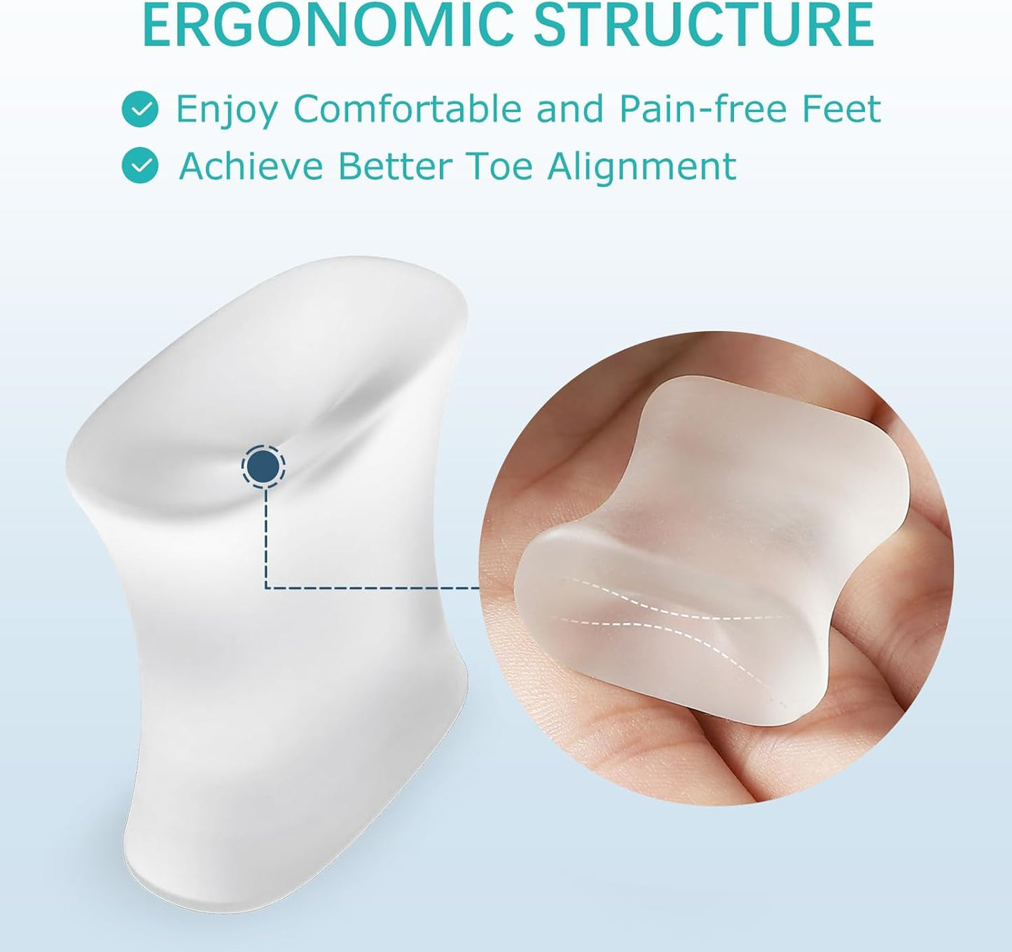 Upgraded Gel Toe Separators - 12 Pack Aloe Vera Extract Infused Silicone Toe Spacers for Straightening Overlapping Toes, Bunions, Calluses – Bunion Corrector for Men and Women(Medium Size)