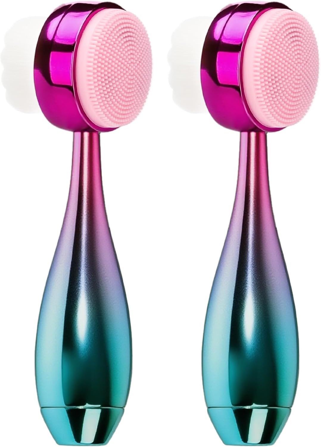 Face Brush 2 in 1, Facial Cleansing Brush Double Sides, Facial Exfoliation Scrub Brush Silicone Manual Face Scrubber Brush for Gentle Deep Pore Cleansing, Skincare (Green, 2 Pack)