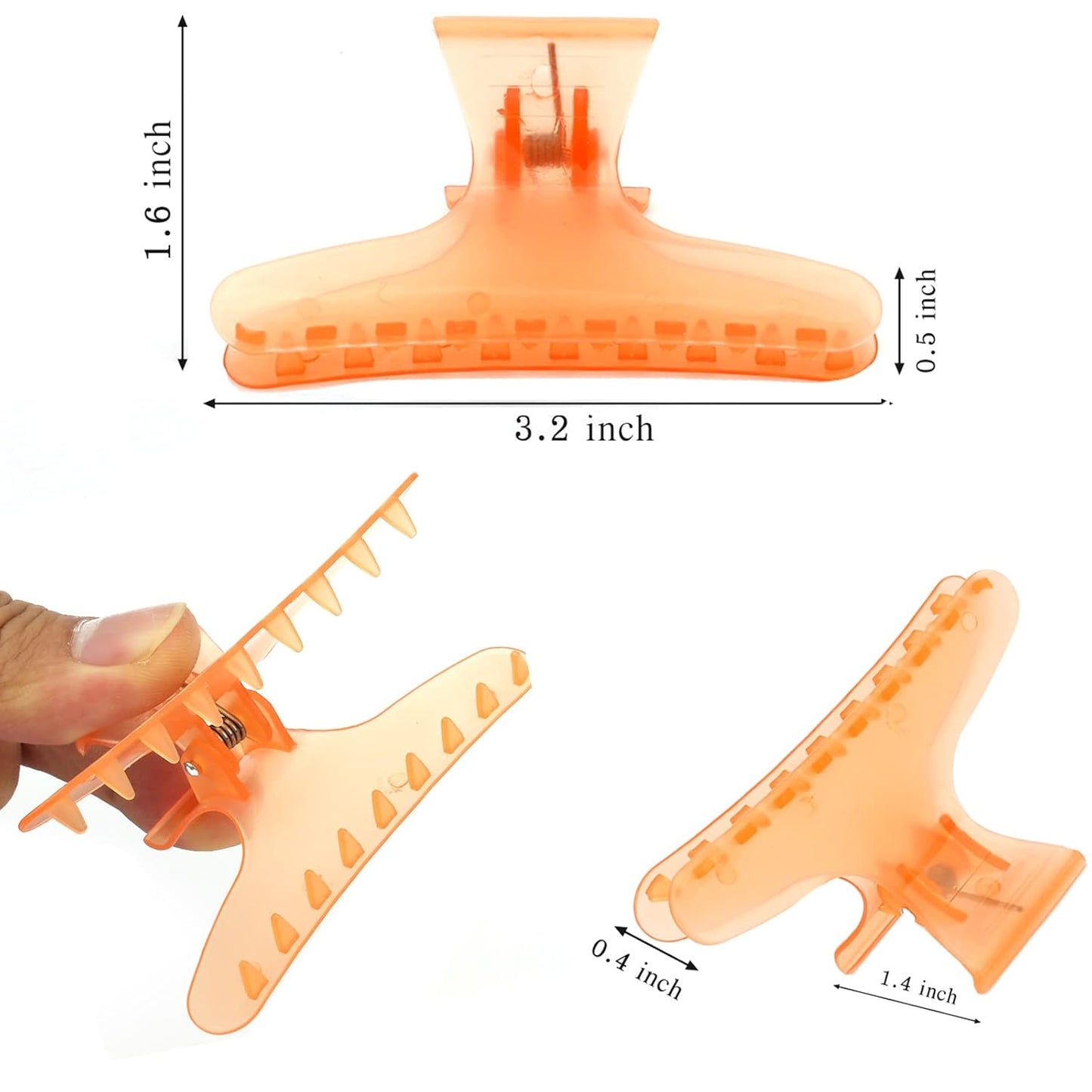 Ondder Hair Clips for Styling - Orange Butterfly Claws Clamps Pro Salon Clips for Cutting, Coloring, and Hair Accessories for Women Girls