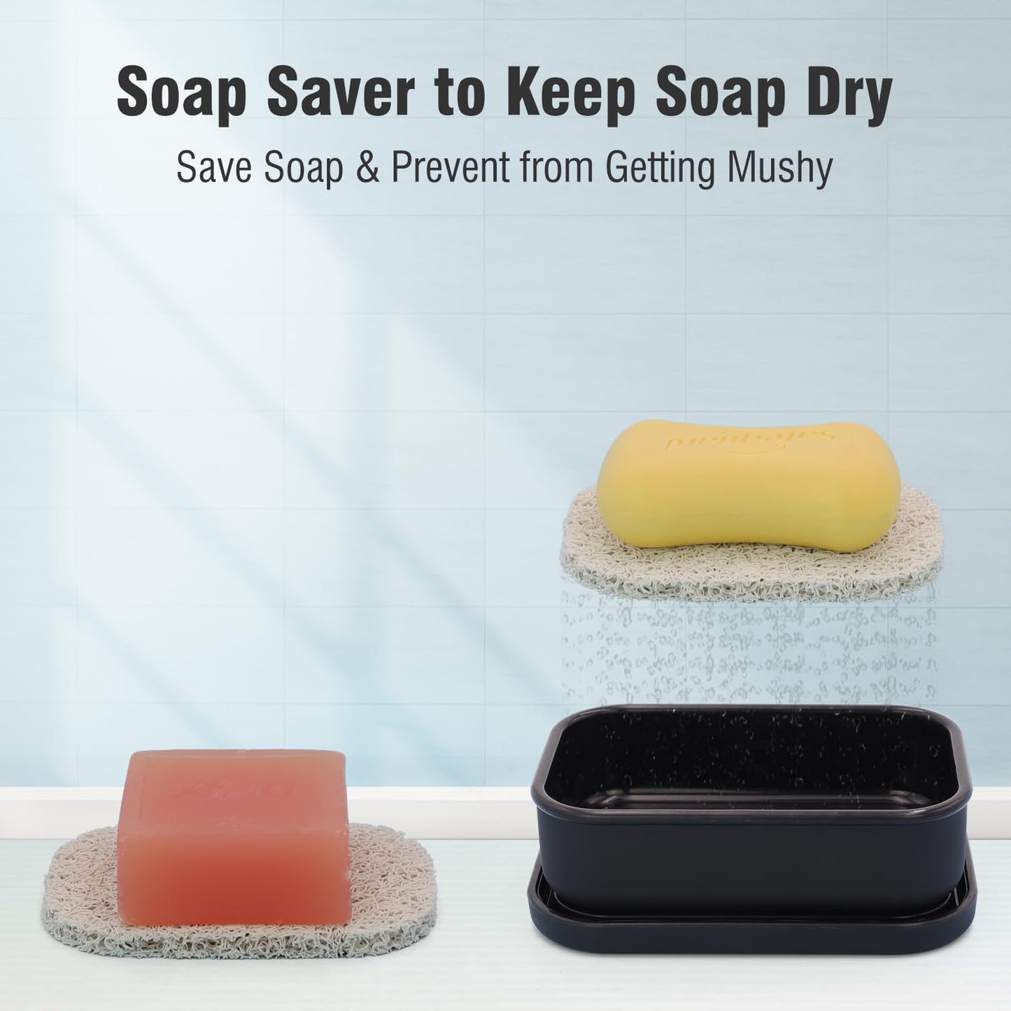 Enhanced Leak Proof Travel Soap Case, AIMAIAIMAI Silicone Soap Container with Draining Layer, Portable Bar Soap Holder for Bathroom, Camping, Gym, Easy to Clean (Black)