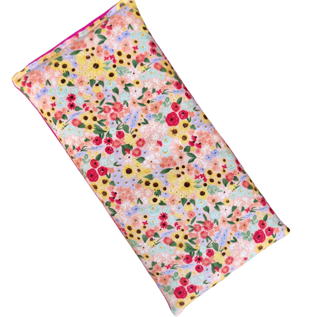 Large Microwave Heating Pad with Flax Seed, Scented or Unscented, Good For Back Pain or Cramps, Moist Heat Therapy or Ice Pack, Microwavable Bean Bag, 6" x 12" (Pink Floral, Lavender & Peppermint)