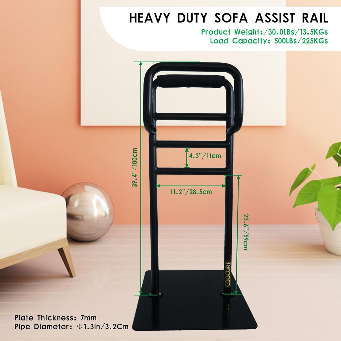 Couch Stand Assist for elderls, Sofa & Chair Stand Assist Rail, Heavy Duty Bed Assist Rail with Non-Slip Covers. Suitable for Seniors and Other Relied On Persons.