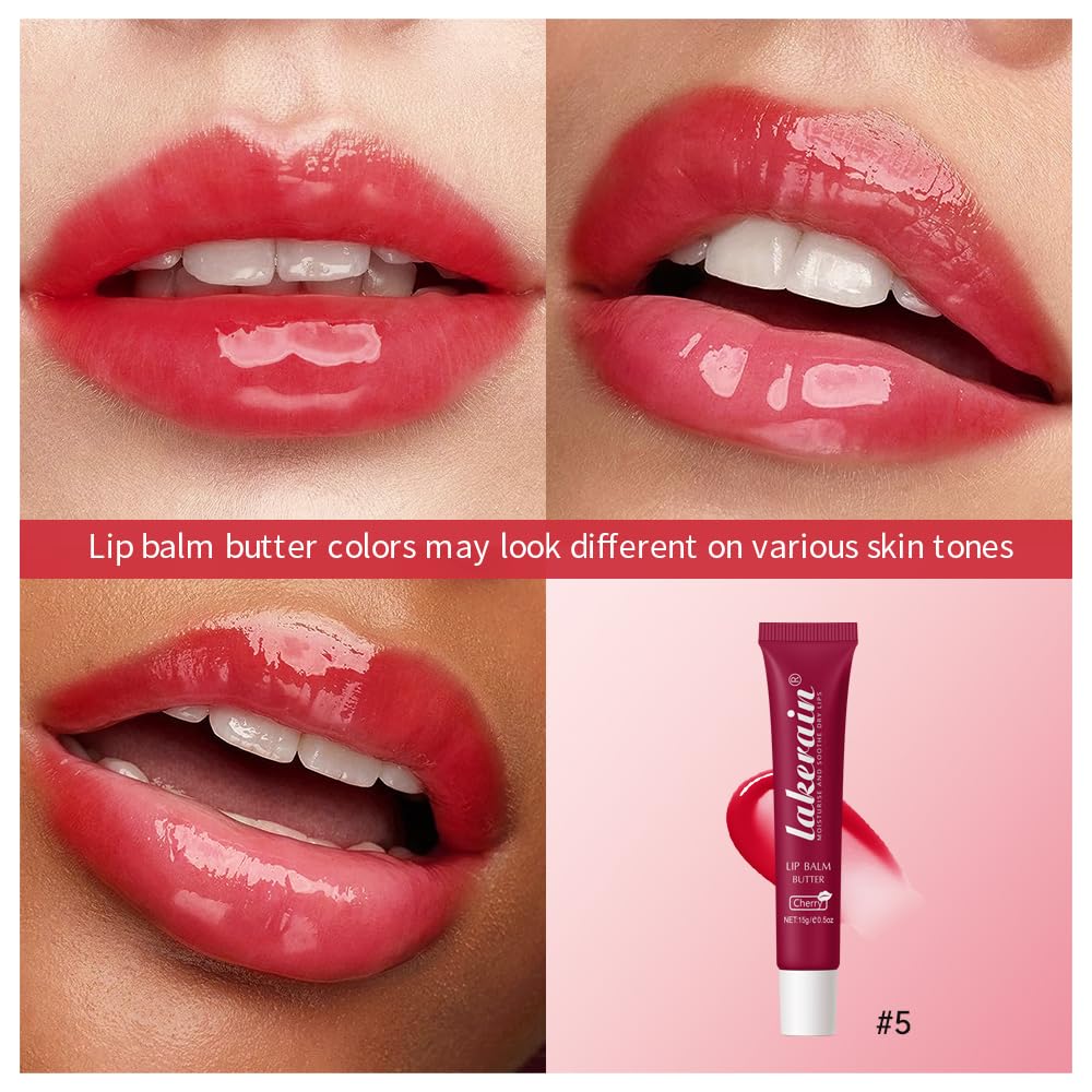 Summer Special Lip Butter Balm - Ultra-Hydrating, Nourishing Lip Care with Natural Ingredients, Shea Butter & Olive Oil, Soothes & Softens Dry Lips (#5 Cherry, 1)