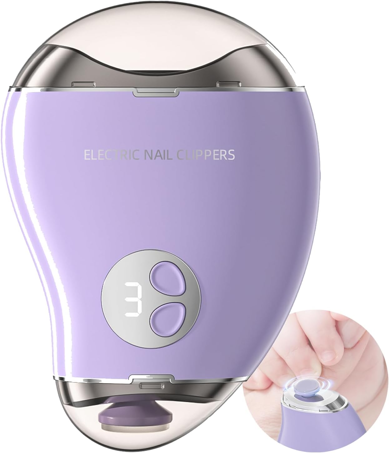 Type-C Professional Electric Nail File and Polish with LED Light & Polisher – 3 Adjustable Speeds, Safe Nail Clippers for Seniors, Adults and Kids, Built - in Storage, Effortless Manicure - Purple