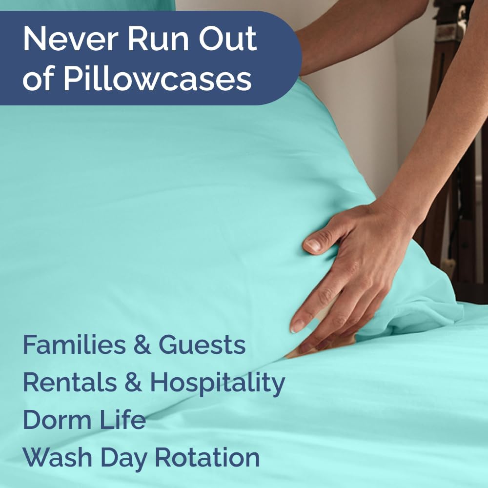 King Pillow Cases Set of 8 - Ultra Soft Hotel Quality Pillowcase Covers - Comfy & Wrinkle Free - Shrink, Stain & Fade Resistant - Easy-Care, Machine Washable Pillow Protectors - 8 Piece Set - Spa Blue