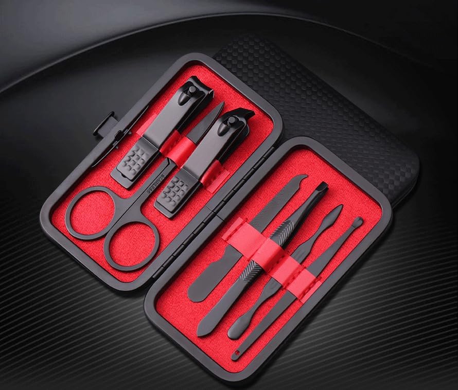 7pc Manicure Set Stainless Steel:Ultimate Travel Essentials Nail Kit-Perfect Gifts for Everyone-Premium Nail Clippers for Men Manicure Kit for Women,Personal Care Products Gifts for Boyfriend