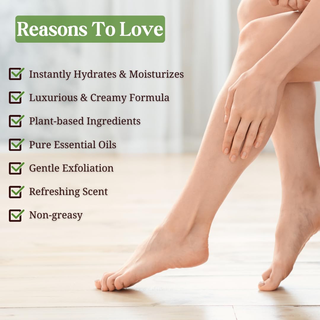 Peppermint, Rosemary, Eucalyptus & Tea Tree Oil Foot Cream for Dry Feet, Cracked Heels, Calluses, Athlete's Foot - Heel Repair Cream for Women & Men (8 oz)