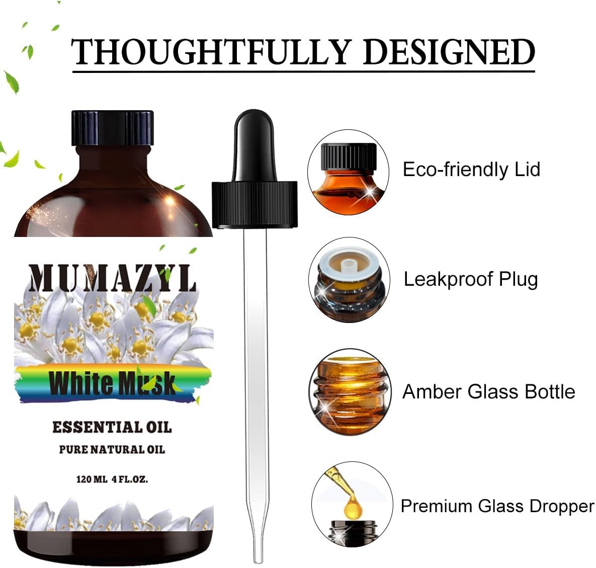 White Musk Essential Oil, White Musk Oil 4 Fl Oz 120ML for Diffuser Humidifier Yoga Cleaning DIY Candle Soap Making Essential Oils