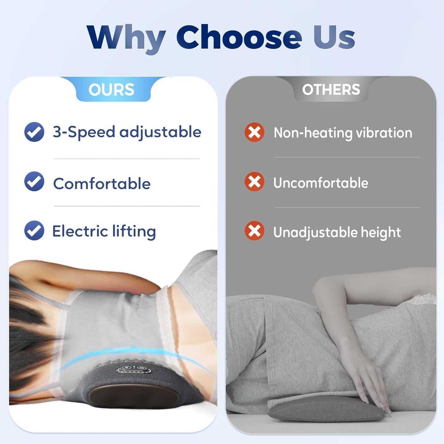 Triple Fusion Back Massager, 3-in-1 Back Massager with Traction Lifting, Electric Fusion Massager with Lifting and Vibration Massage and Heat Compress Against Pain (Grey B)