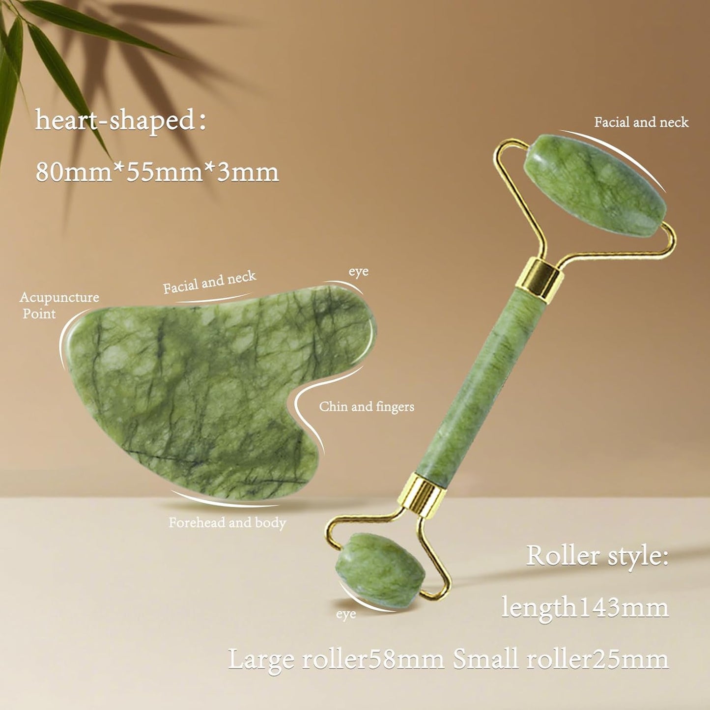 Jade Roller Gua Sha Tools - Nature Gua Sha Facial Tool Skin Tightening Face Massager Anti-Aging Jade Face Roller Puffiness Reducing Guasha Stone for Women Men