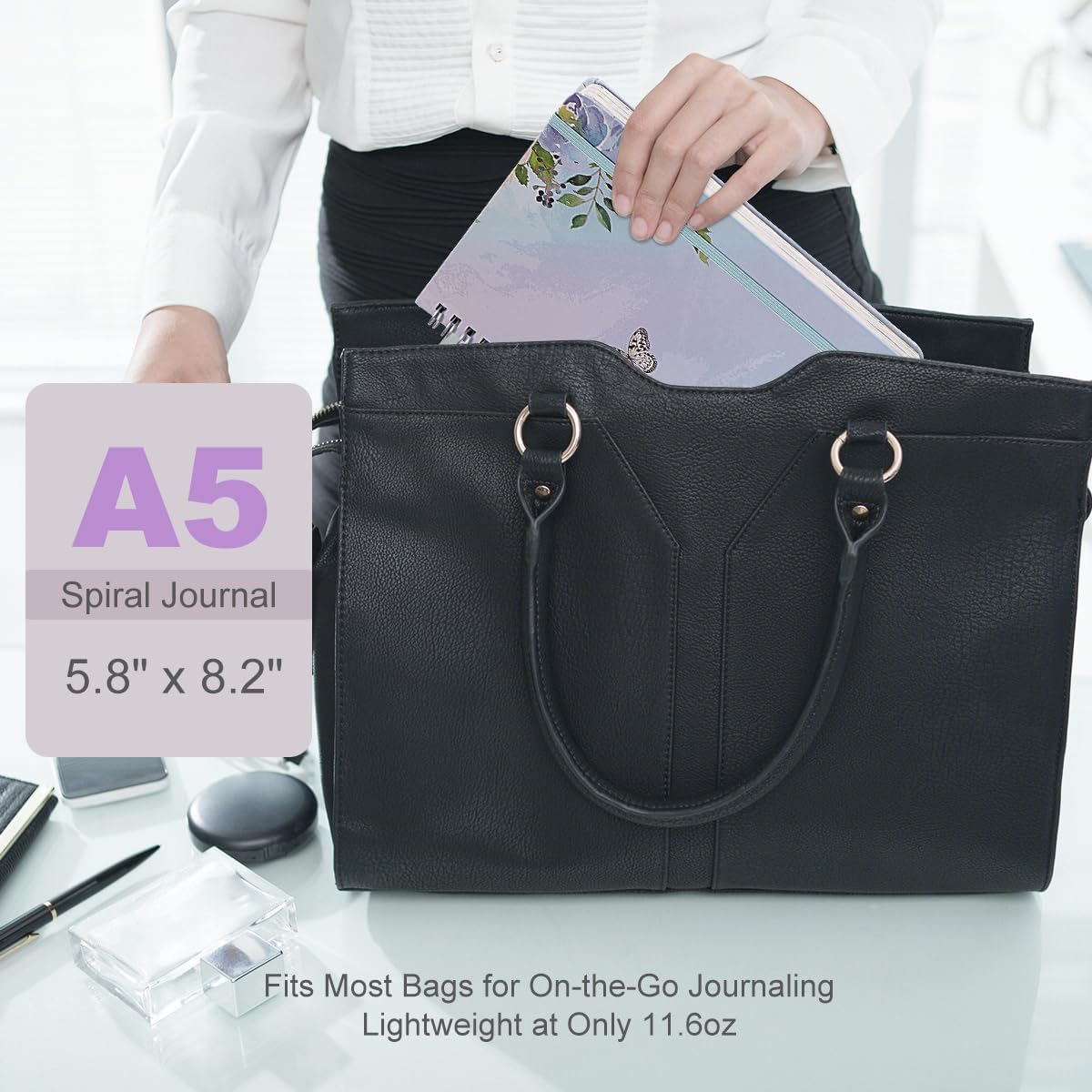 SIIXU Floral Spiral Notebook - A5 College Ruled Journal with 160 Colorful Pages for Poetry, Work Notes & Daily Writing, Blue, Hardcover