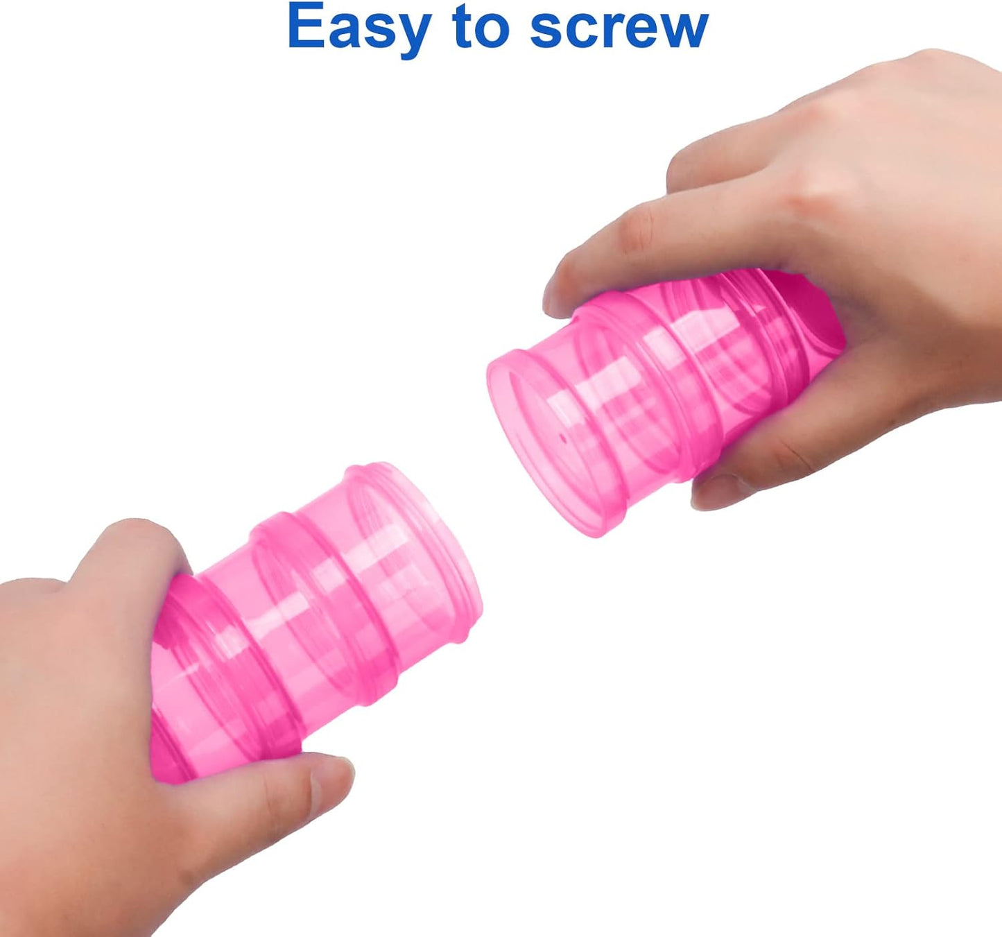 2 Pack 7 Day Pill Organizer Case Stackable Weekly Supplements Vitamins Pills Holder Dispenser Large Translucent Pink with Extra Lid