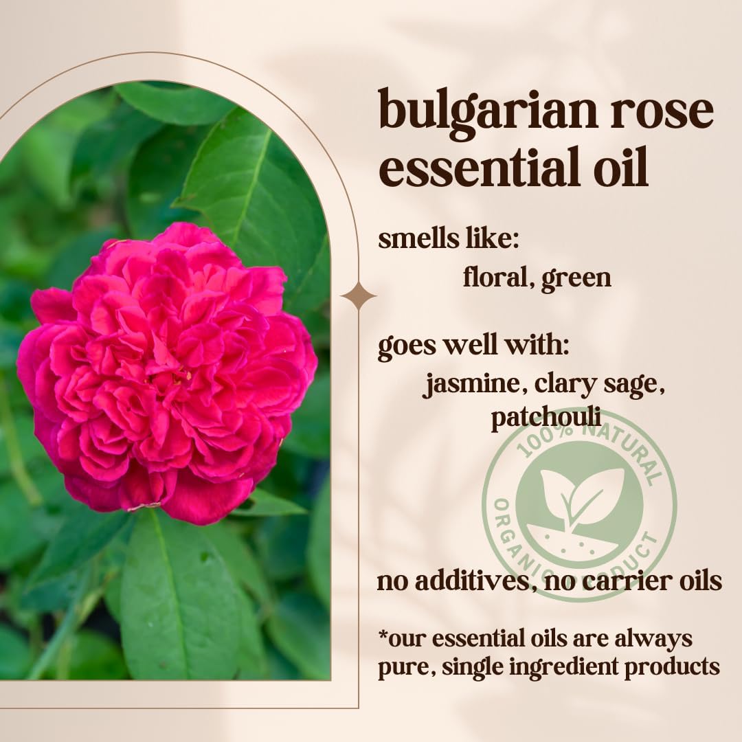 Avivni Rose Otto Essential Oil - 100% Pure & Natural, Undiluted for Aromatherapy, Hair, Diffuser (0.33oz - 10ml)
