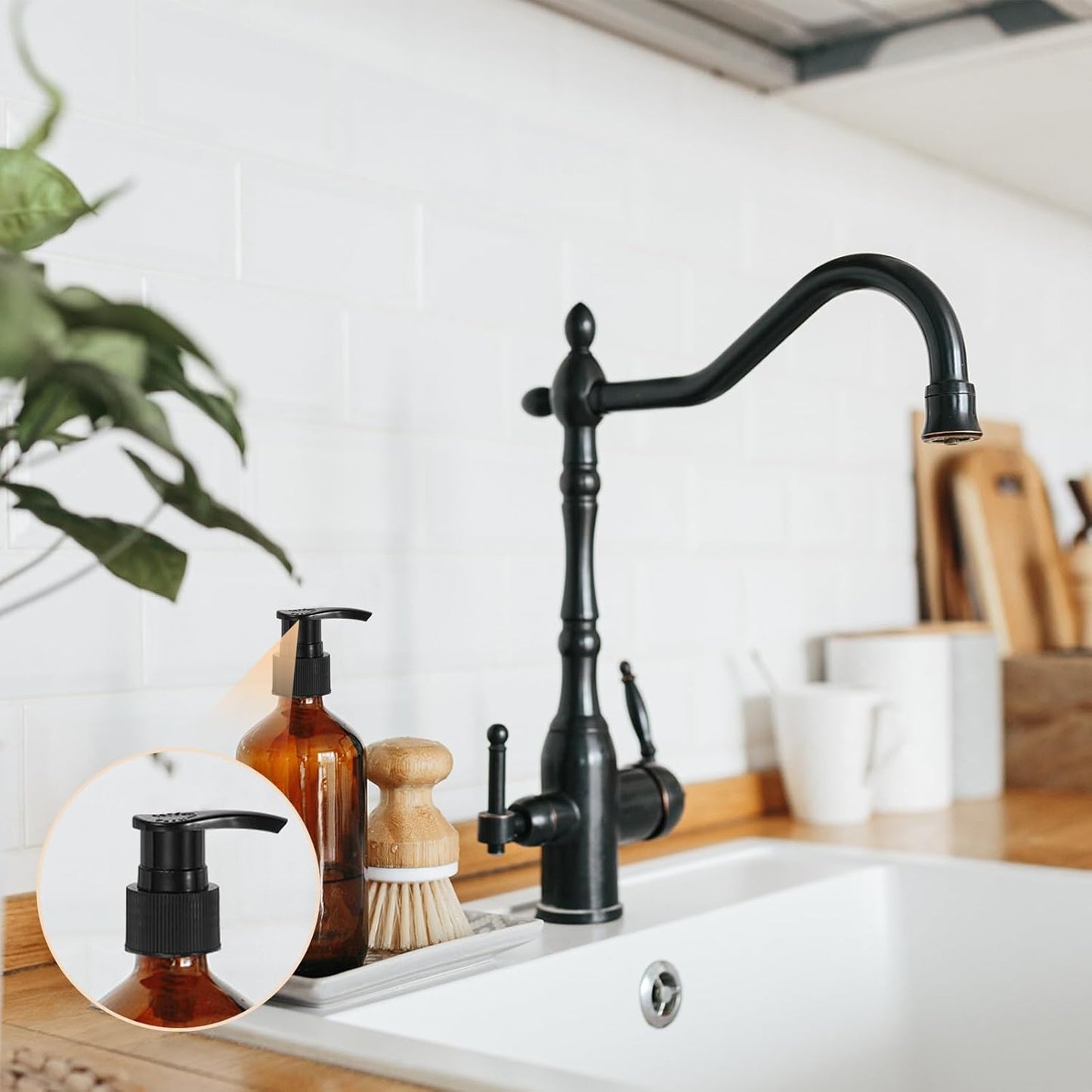 uxcell 8 Pcs Soap Dispenser Pump Heads Soap Dispensers Top Pumps Replacement Switch Pumphead for Standard 24/412 Neck Size Lotion Shampoo Bottle, Transparent