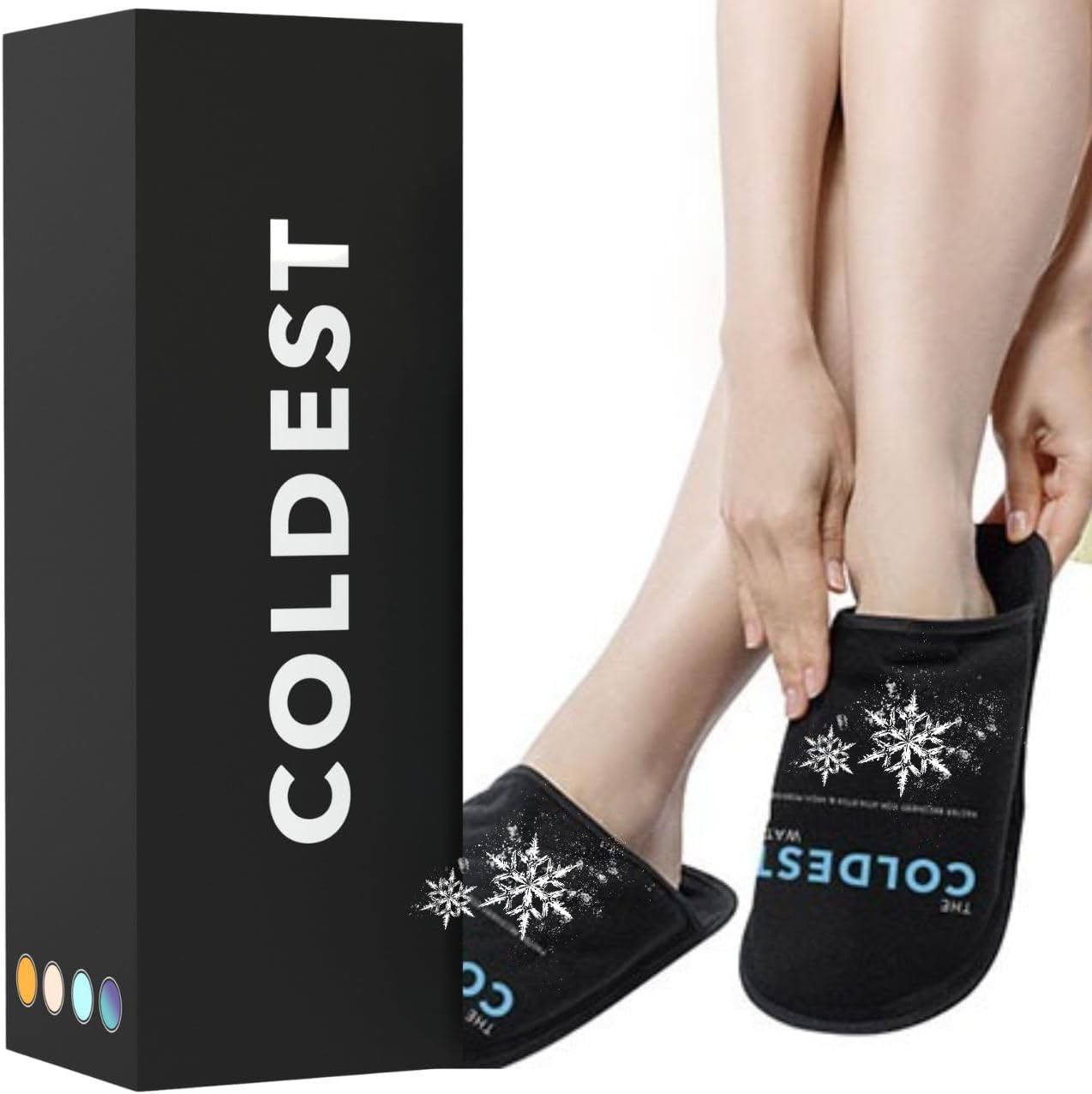 THE COLDEST WATER Ice Pack Slippers - Reusable Gel Ice Packs Slippers for Arthritis Feet/Plantar Fasciitis/Foot Injuries/Chemo/Swelling & More - Hot/Cold Therapy Foot Wraps for Pain Relief (2 Pack)