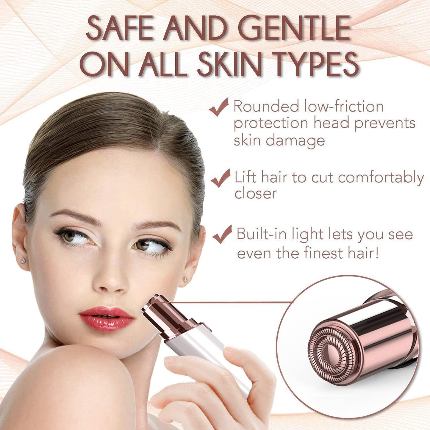 Electric Painless Hair Remover, Facial Hair Removal for Women - as Seen on TV Face Shaver, Hair Removal Device with 2 Replacement Heads