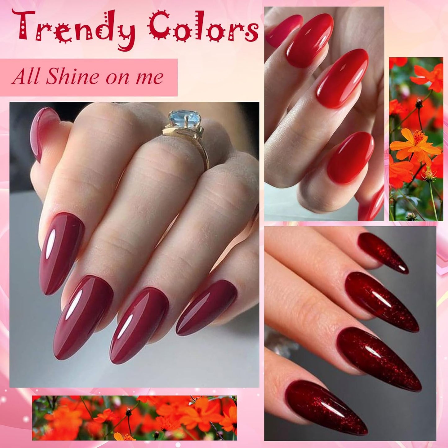 MEET ACROSS 9 Colors Gel Nail Polish + 3PCS Function Gel Nail Polish Kit,Fashion Nail Art Set Design Gifts for Women Manicure Salon (SET6, 12pcs)