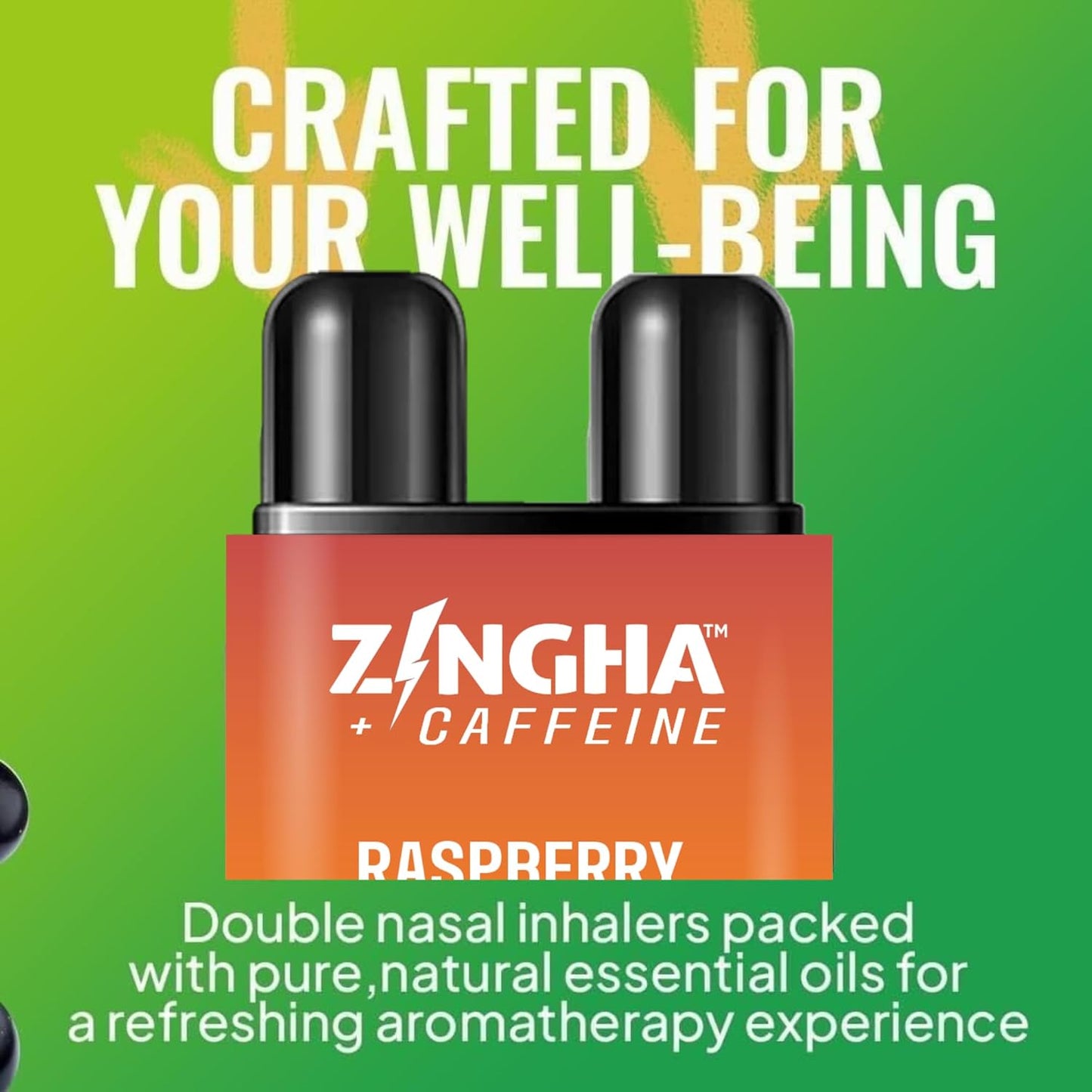 Caffeinated Aromatherapy Nasal Inhaler Stick – Natural Energy Boost with Essential Oils + Caffeine – Focus, Refresh & Breathe Easy (Raspberry Orange)