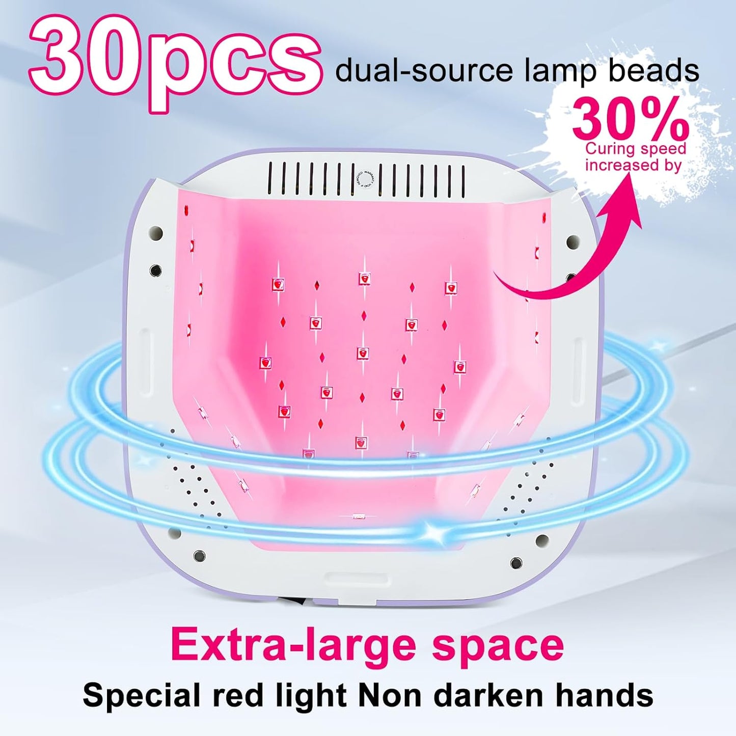 MEKK Cordless UV LED Nail Lamp,54W UV Light for Gel Nails with Hand-Friendly Red Light Beads,Auto Sensor & 4 Timer Settings Professional Flash Cure Lamp for Salon and Home,Checkered Design-Purple
