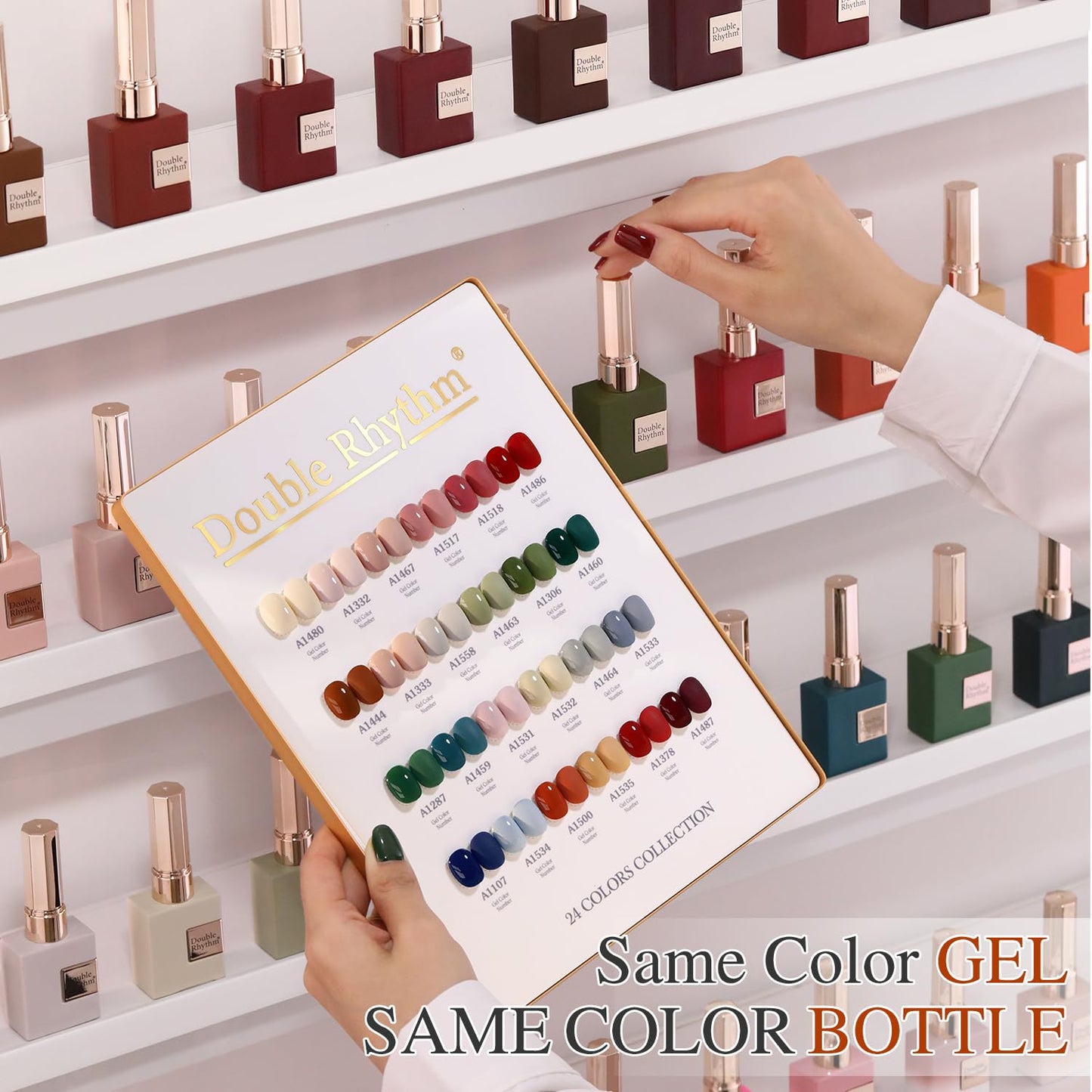 Double Rhythm 28Pcs 0.5Oz Gel Nail Polish Set Same Color Same Bottle Soak Off Gel Polish Kit Nail Art Manicure Salon DIY at Home for Women (Burgundy Green Collection-T24-1)
