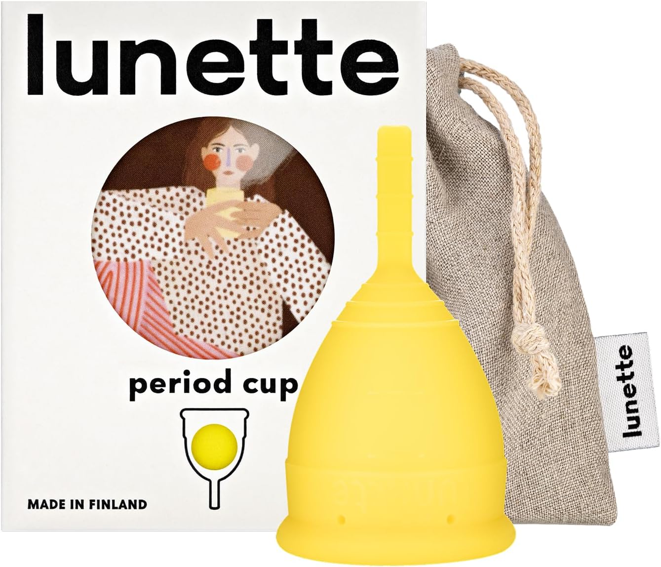 Lunette Menstrual Cup – Best Reusable Period Cup – Wear for 12 Hours and Reuse up to 10 Years, Yellow Size 1 for Light to Moderate Flow