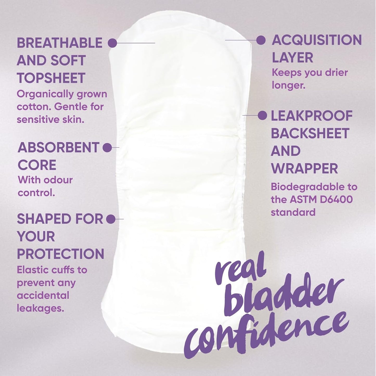 Oi | Organic Initiative Incontinence Pads, Organic Cotton Topsheet, Highly Absorbent up to 23.5 floz, Odor Control, Breathable and Hypoallergenic, Ultimate (Length 16.1") 20 Pads