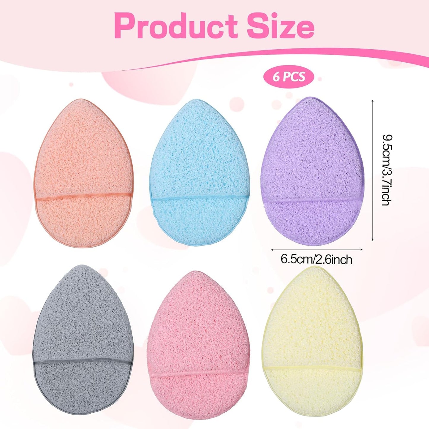 6 PCS Exfoliating Sponge for Face Reusable Facial Cleansing Sponges Makeup Remover Pads Colorful Soft Wash Puff for Daily Cleansing