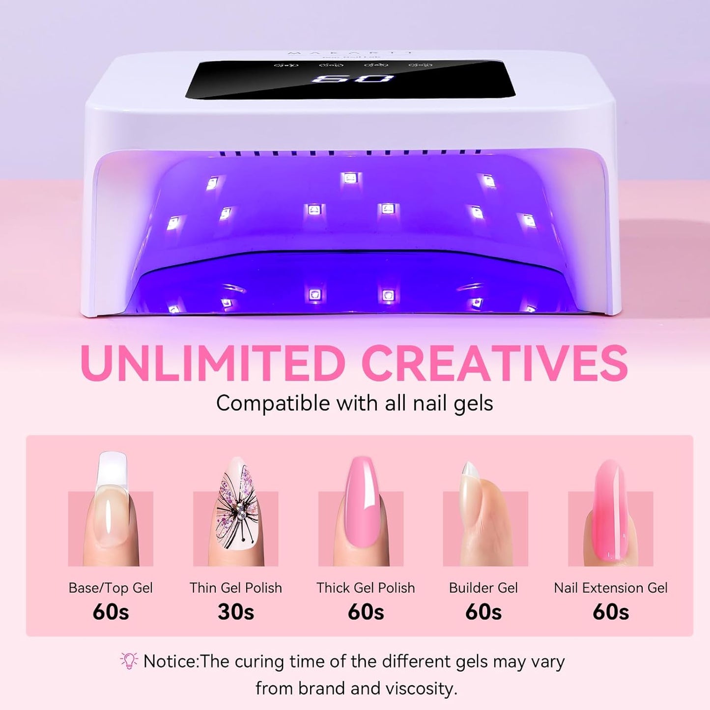 Makartt UV Nail Lamp: 30W Gel LED Light with 4 Timers, LCD Display, Auto Sensor, and Fast Curing for Gel Polish, Professional Nail Dryer for Home and Salon Manicures Pedicure