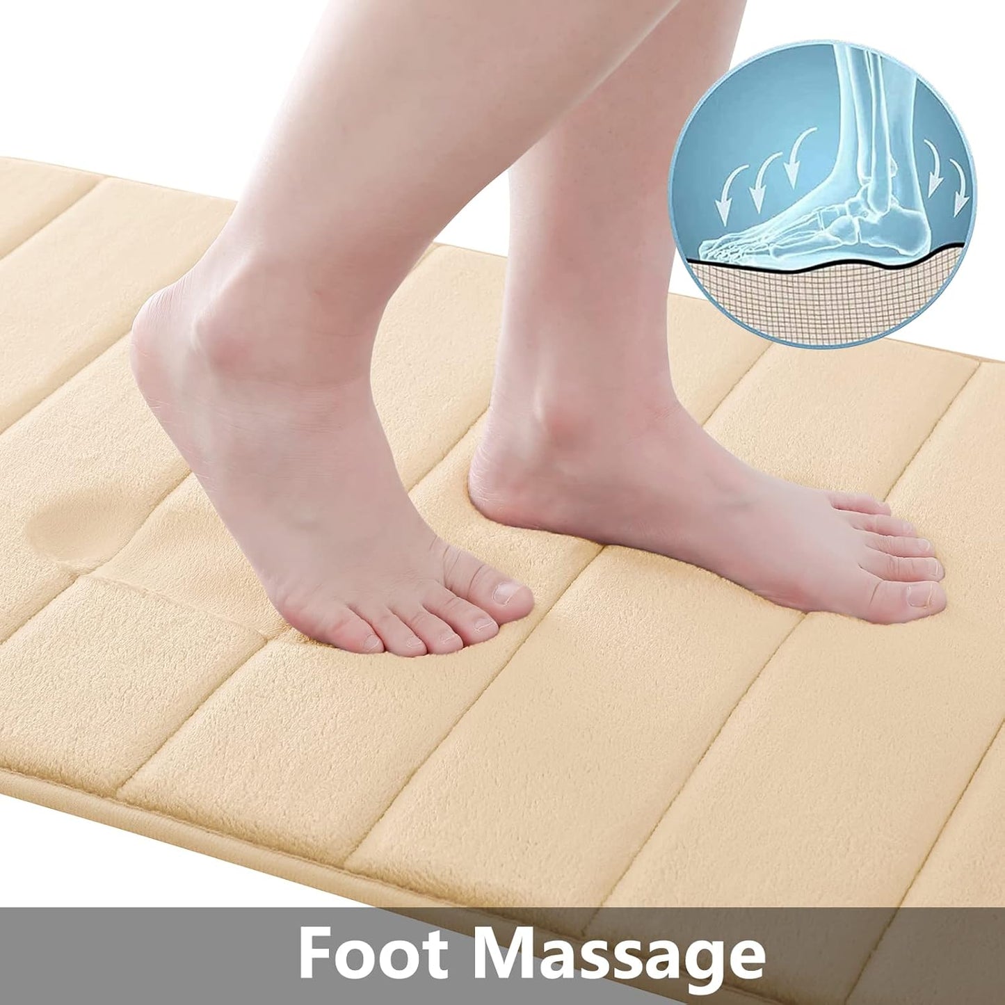 Buganda Memory Foam Bath Mat, 70" x 24", Ultra Soft and Non-Slip Bathroom Rugs, Water Absorbent and Machine Washable Bath Rug Runner for Bathroom, Shower, and Tub, Gold