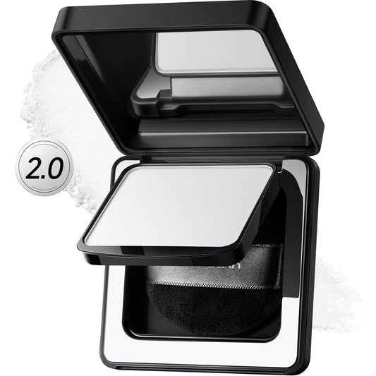 CARSLAN 2.0 Black Magnet Soft Focus Powder, Waterproof Translucent Pressed Setting Powder, 24H Longlasting Talc-Free Face Powder, Oil Control Compact Makeup,01 Translucent For Dry&Com Skin, 0.28Oz