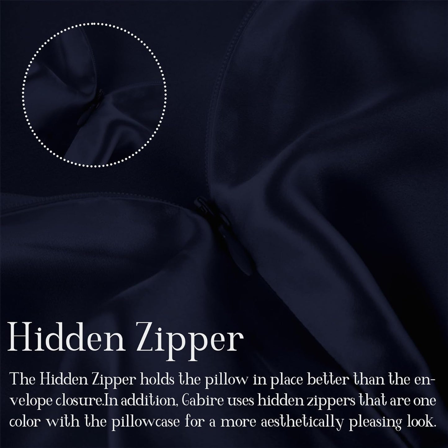 Mulberry Silk Pillowcase for Hair and Skin Prevent Acne Pillowcase Both Sides Real Silk Pillowcases Organic Silk Pillowcase with Hidden Zipper, Navy Blue, Standard (20"×26")