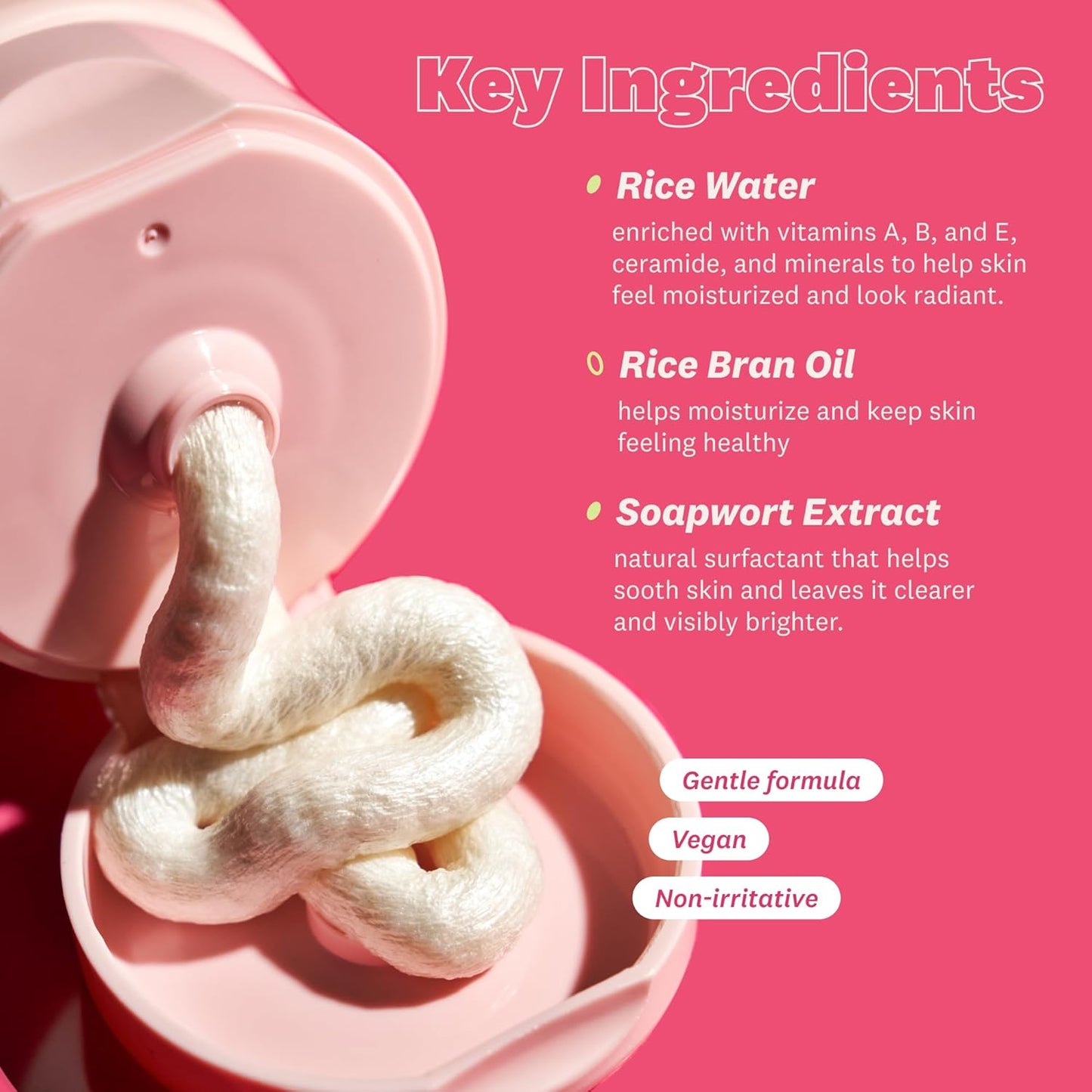 The Face Shop Rice Water Bright Foaming Facial Cleanser with Ceramide, Gentle Face Wash for Hydrating & Moisturizing, Vegan Face Cleanser, Makeup Remover, Korean Skin Care for All Skin Types, 300ml