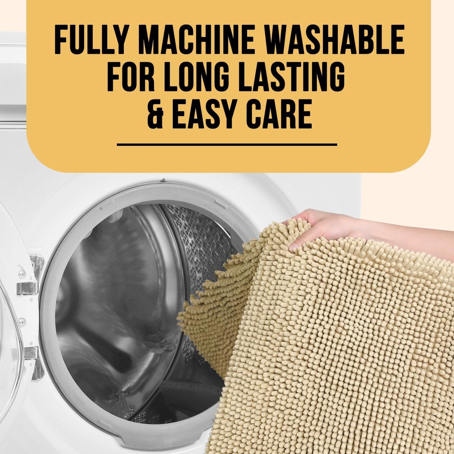 MAYSHINE Round Area Rug Set for Bathroom | Soft Plush Chenille Bath Mat, Water Absorbent Non-Slip Bathroom Rug | Washable Shag Carpet for Shower, Bedroom, or Home Décor | 36"x36" (Round) | Beige