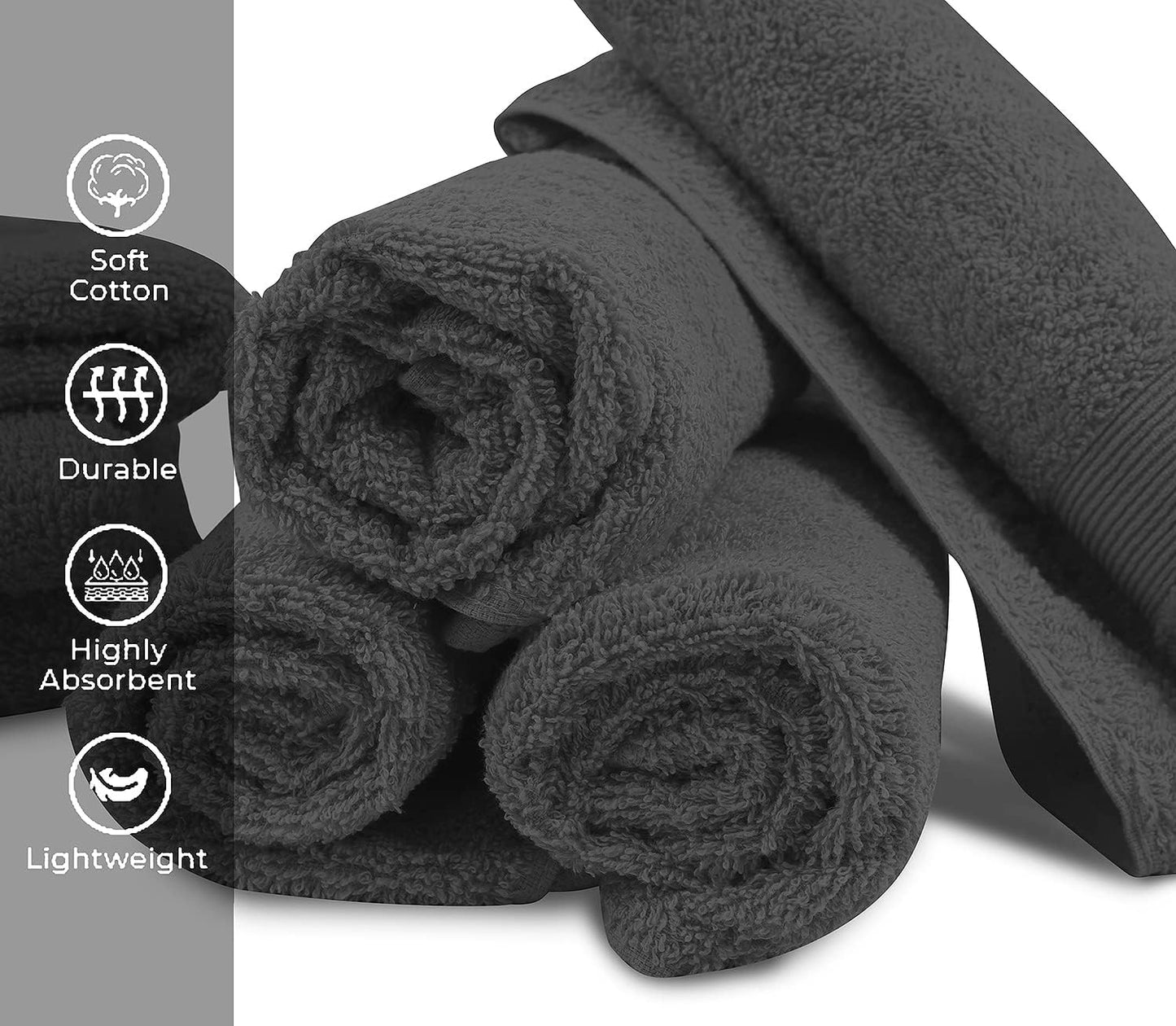 Premium Hand Towels Pack of 6 (16" x 30”) 100% Combed Ring Spun Cotton | Highly Absorbent Hand Towels Set | Ultra Soft for Home, Gym & Spa (Grey)