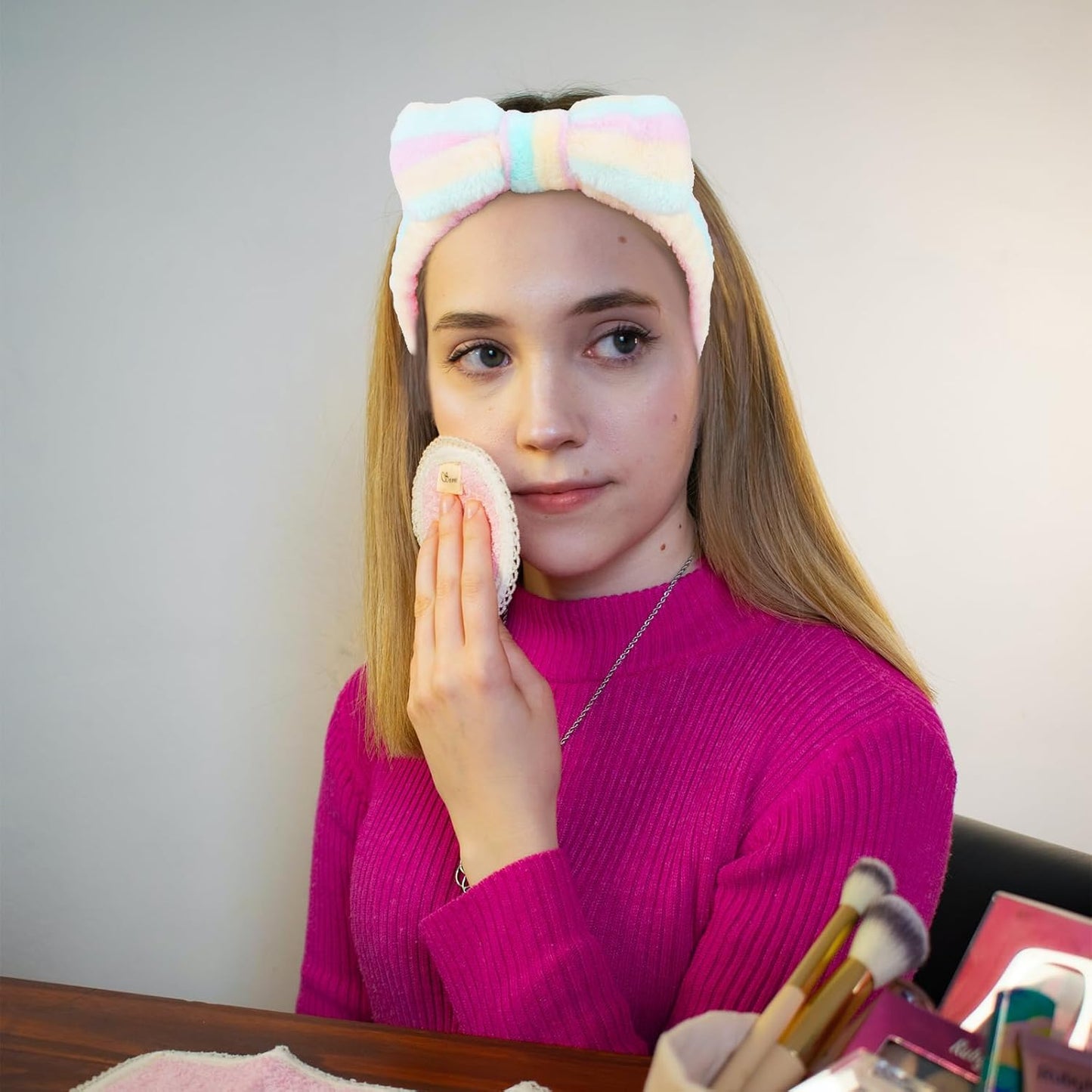 Ondder 8 Pcs Striped Spa Headband, Fuzzy Skincare Headbands for Women - Multipurpose Hair Band for Washing Face, Makeup, Facial, Yoga - Fleece, Terry Cloth, Microfiber, 8 Count Pack